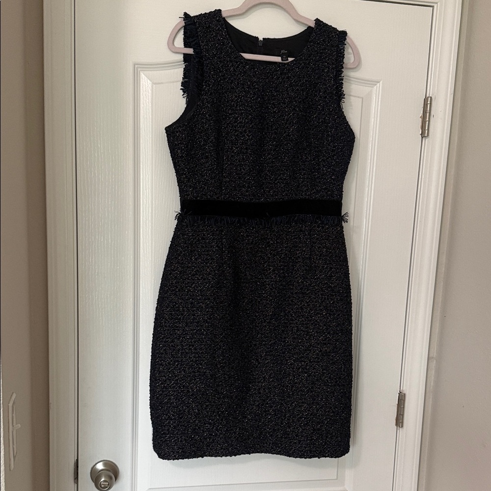 J Crew Elegant Navy metalic Tweed Dress size 10